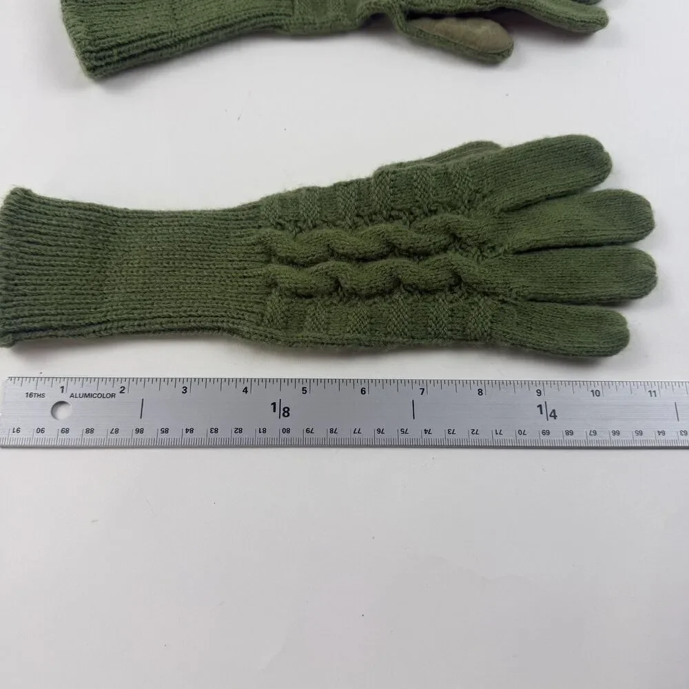 Aris Gloves Suede Acrylic Blend Cable Knit One Size Olive Green Outdoors Ski